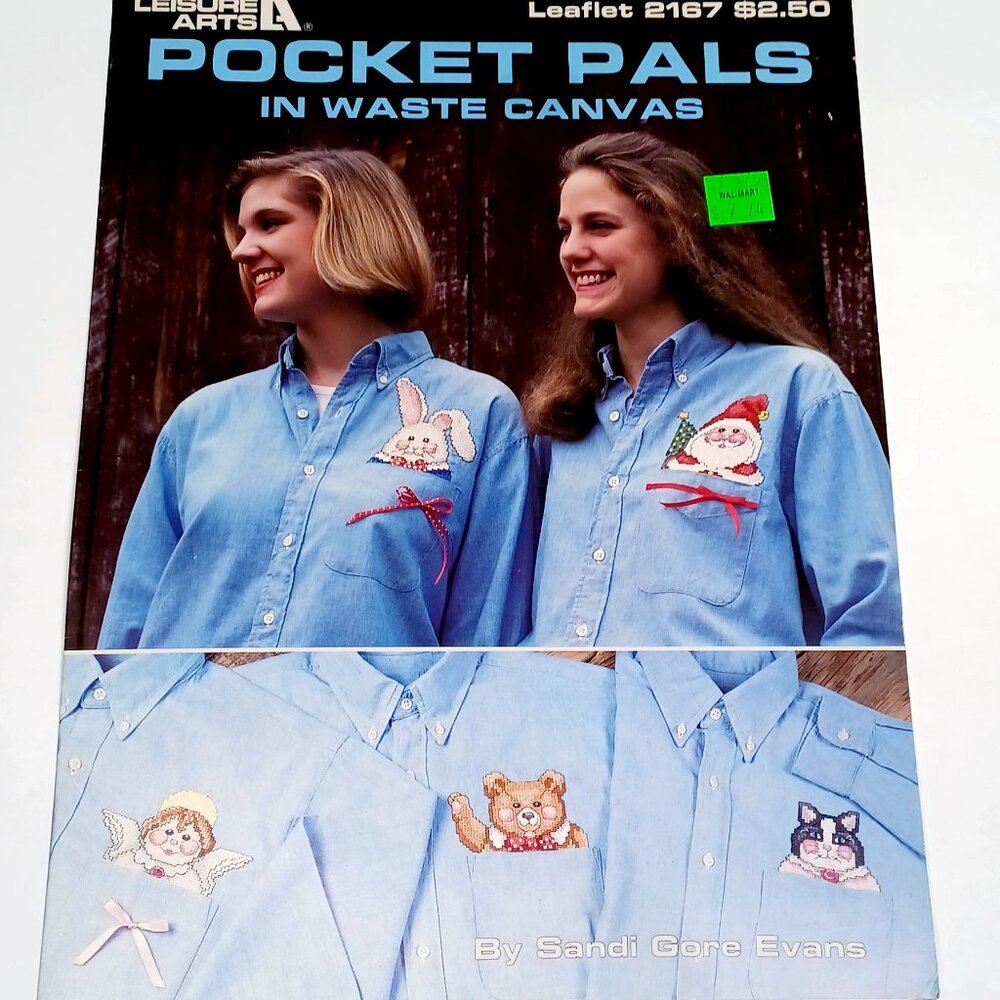 Pocket Pals in Waste Canvas Cross Stitch Sandi Gore Evans Leisure Arts Vtg 1991 - Picture 1 of 4